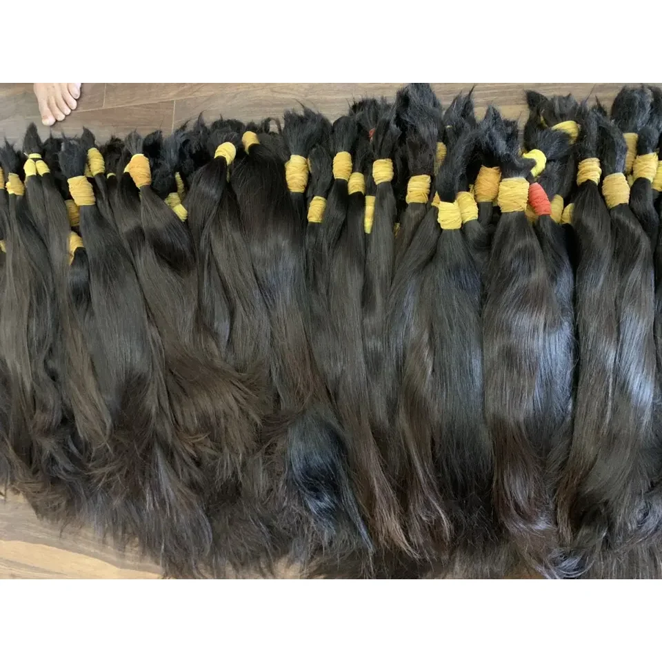 Bulk hair High Quantity 100% Raw Human Hair Bundles from Vietnamese Double Drawn From Vietnam puff hair product