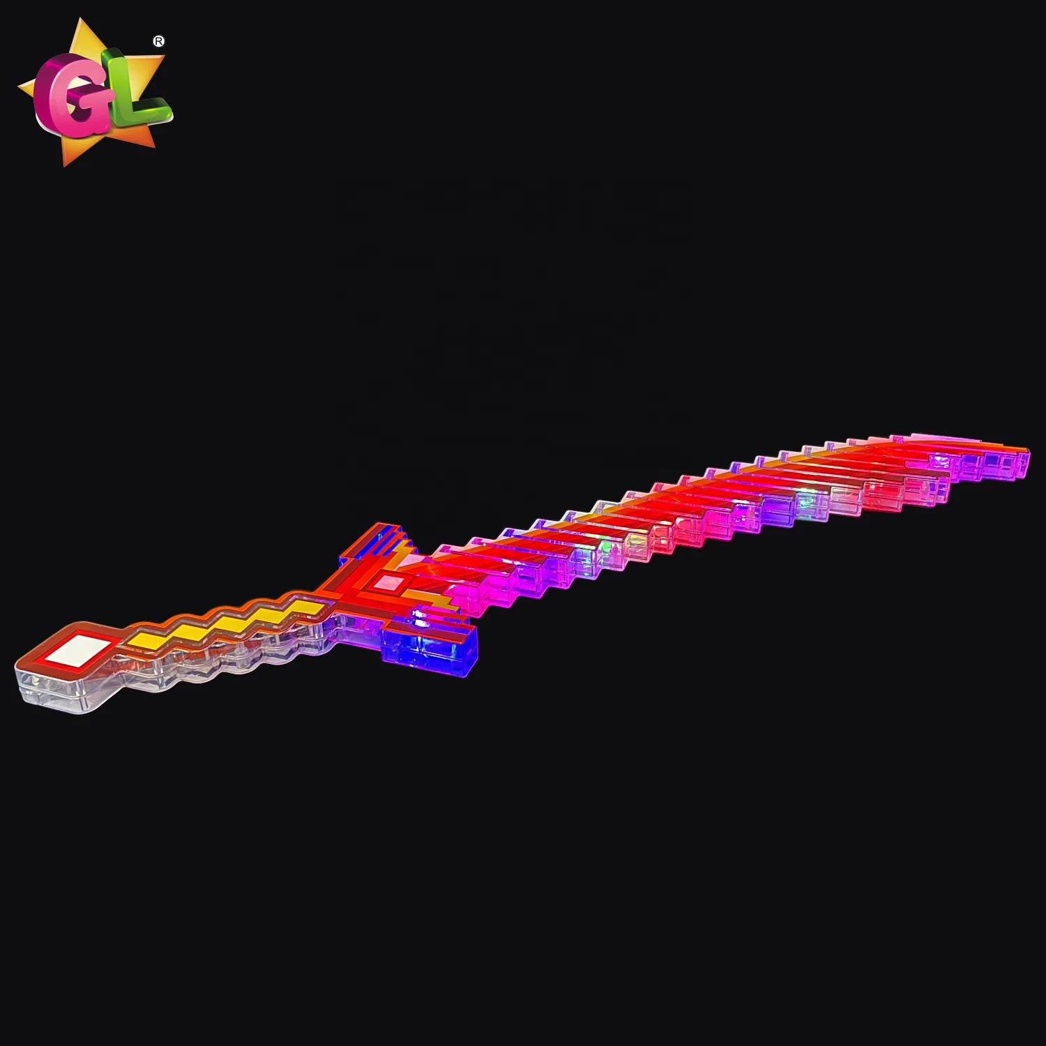 new product 2024 popular 10 light up crystal pixel sword with green blue orange plastic machete toy led toys