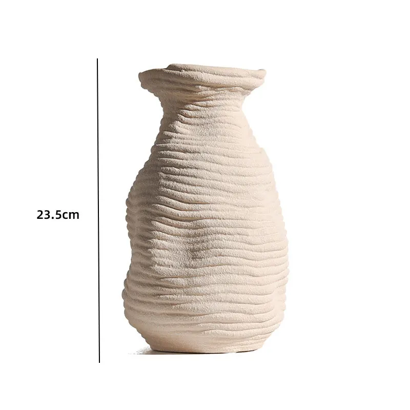 Nordic creative ribbed ceramic vase simple crafts abstract home ripple hydroponic dried flower ornaments