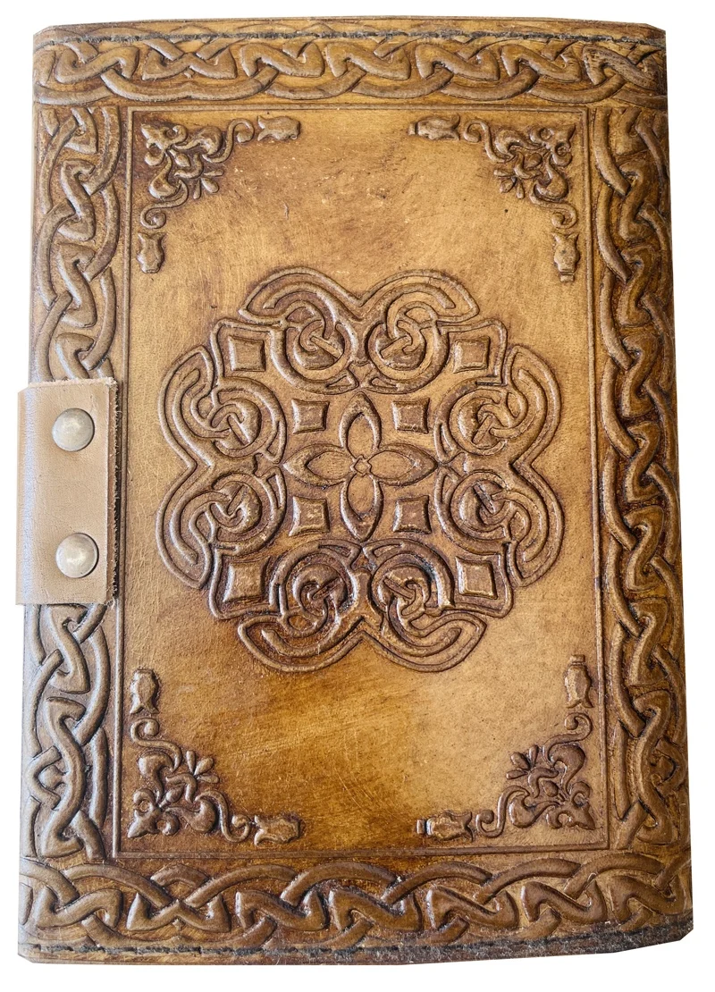 Handmade Embossed Leather Journal Celtic Knot Leather Journal Vintage Color Design Notebook & Sketchbook Diary cover
