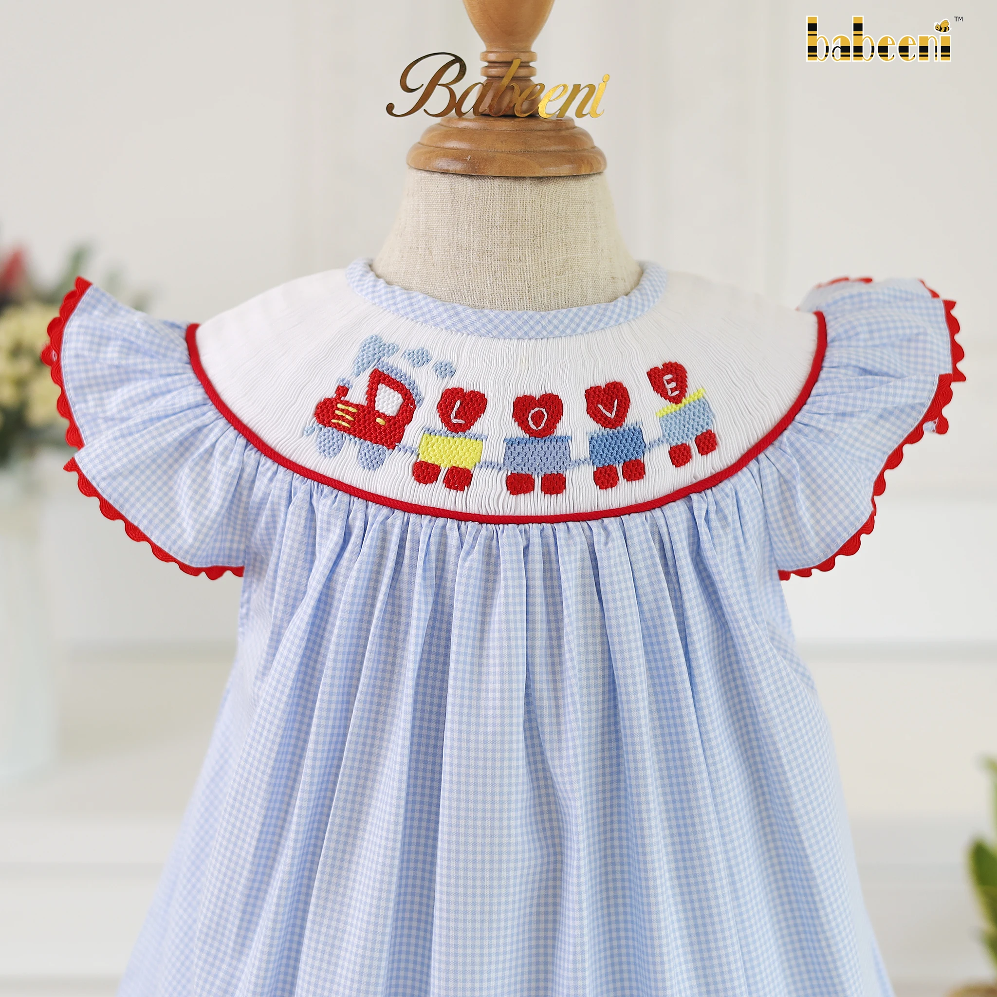 Train of Love hand smocked bishop dress OEM ODM customized hand made embroidery wholesale smocked dresses - BB2823
