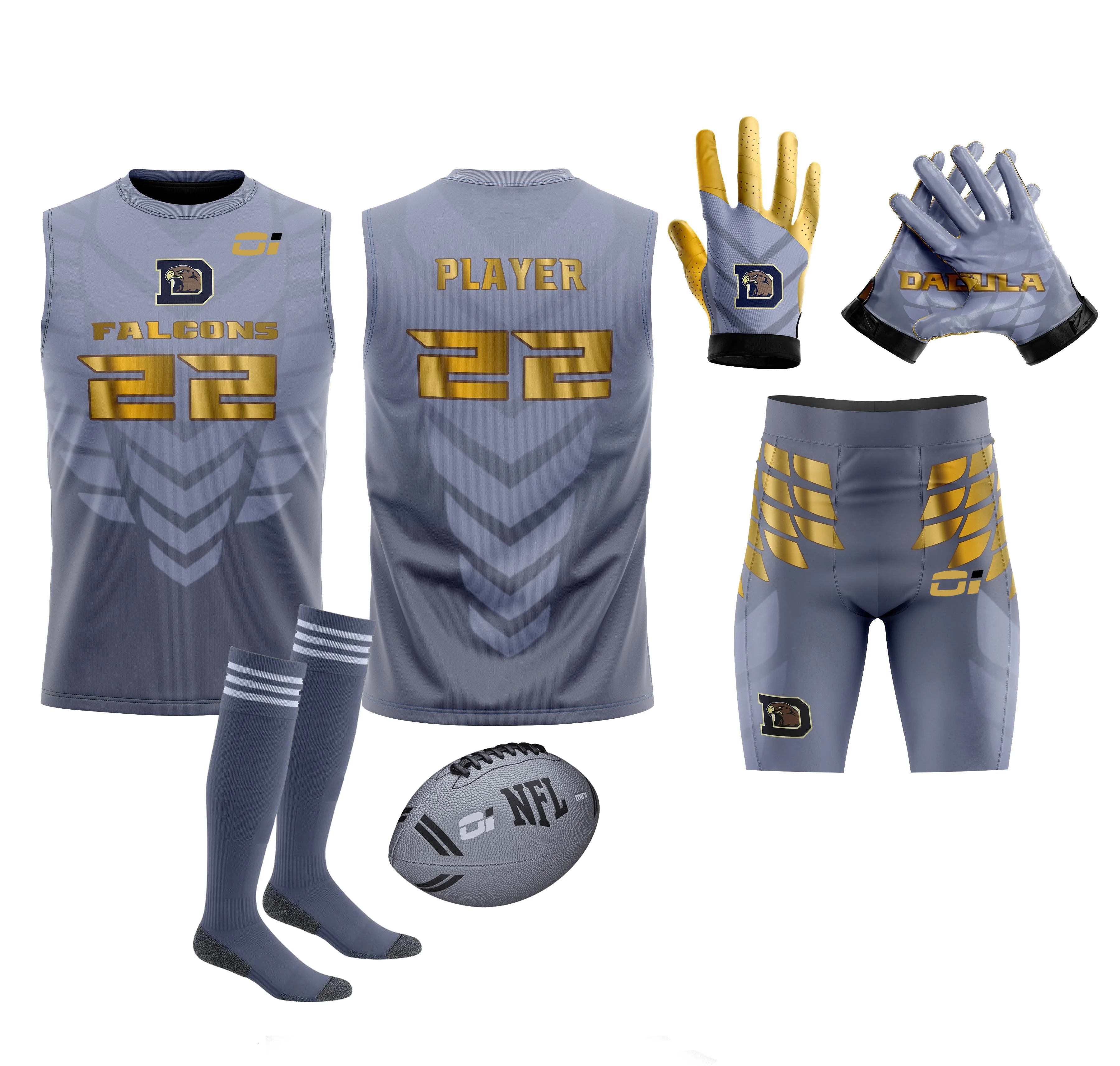 American Flag 7 on 7 Professional Football Uniforms Jerseys Sets new incredible Combo Pack 7V7 Football Socks and Gloves