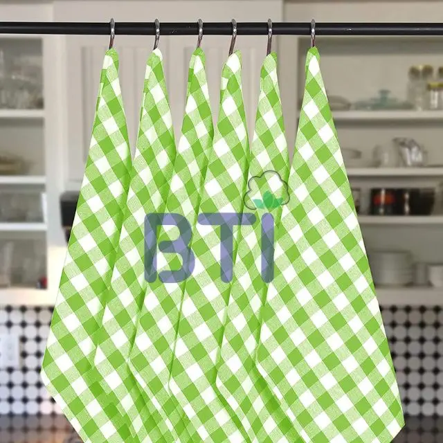 BTI Kitchen Towel Classical Design 100% Cotton Super Absorbent Dishcloth Tea Towel
