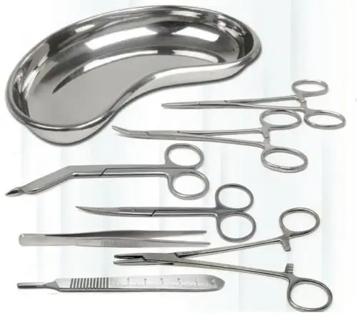 Stainless steel Needle Holder Adson Forceps Iris Scissor With Kidney Tray 4Pcs set high quality in low price supplier from PK