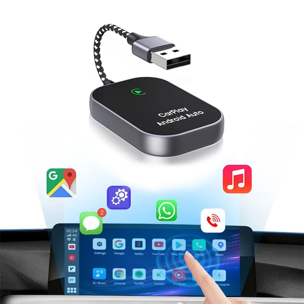 BOYI Android 11 Wireless Android Auto Ai Box Wireless for Iphone Carplay 2 in 1 Adapter For Toyota Fiat Audi Porshe Benz Kia