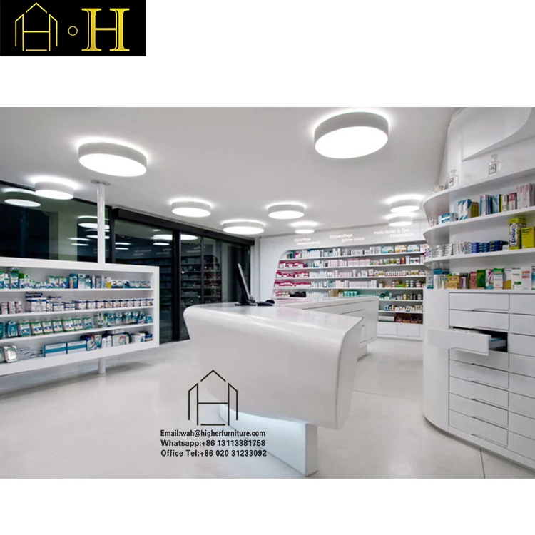 Factory Customized Medicine Furniture Pharmacy Cabinet Laminate Pharmacy Shelves For Pharmacy Shop Interior Design