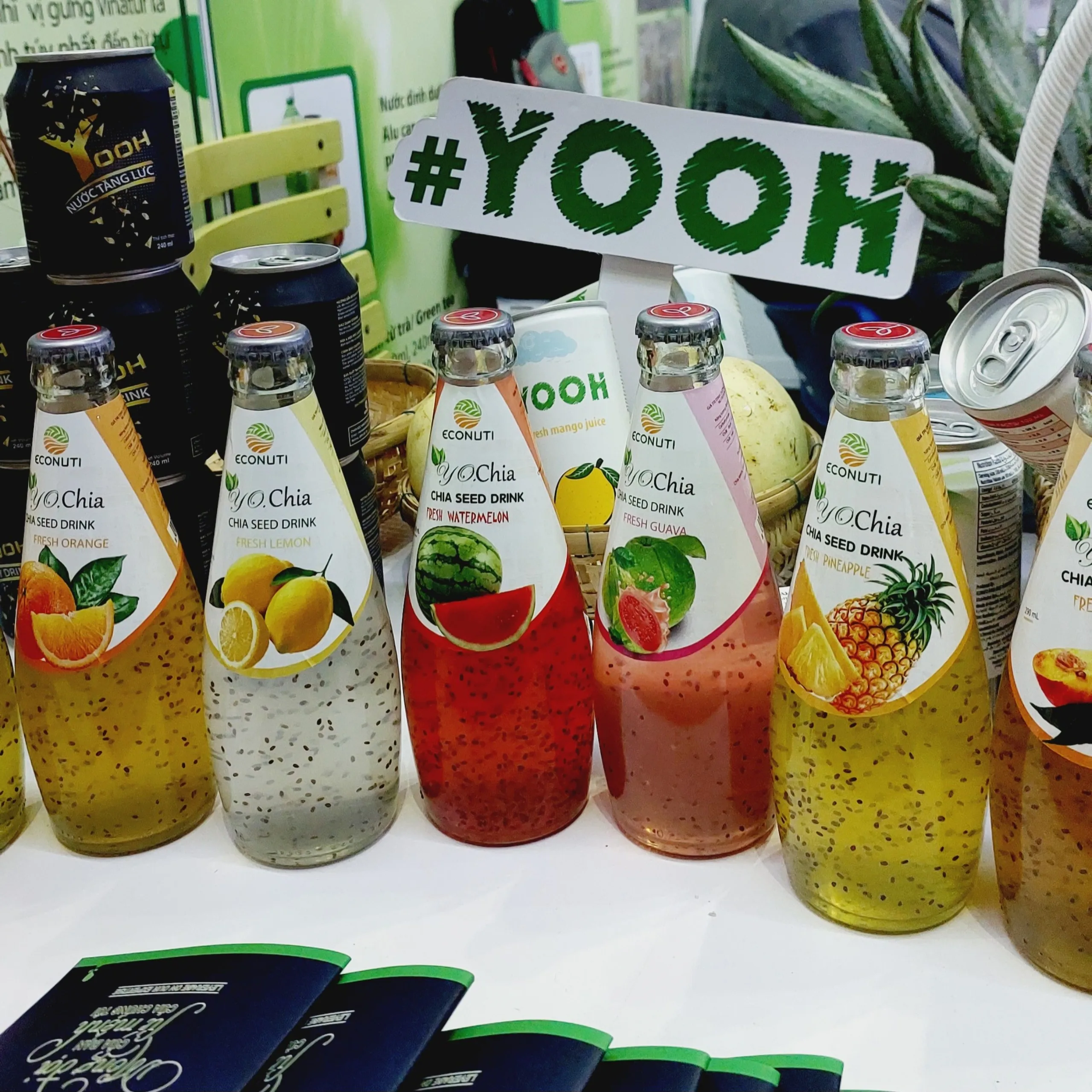 Chia Seed Drink Natural Fruit Flavor Kiwi Taste Glass bottle 280ml OEM Factory Price