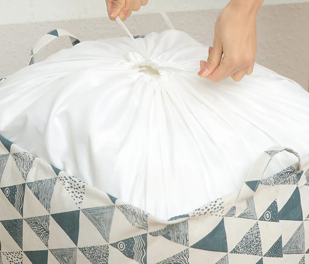Factory fabric storage basket Household foldable cotton and linen large capacity clothes basket clothes organizer