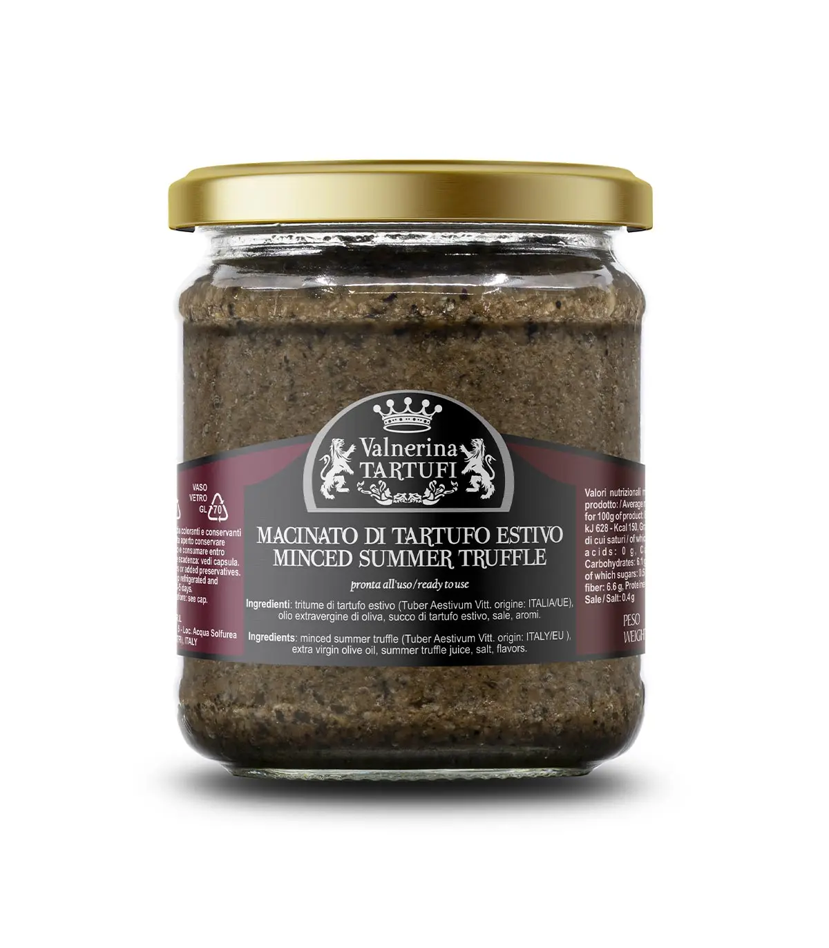 180g Minced Pure Black Summer Truffle Aestivum in EVO and truffle juice Italy Europe Vegan Vegetarian Halal Kosher