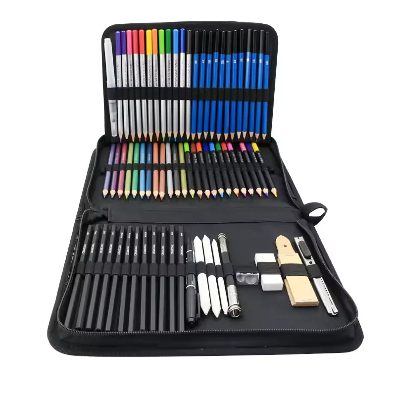 71Piece Art Supplies Color Drawing Pencils Sketch Set Charcoal Pencils Artist Drawing Pencils Set
