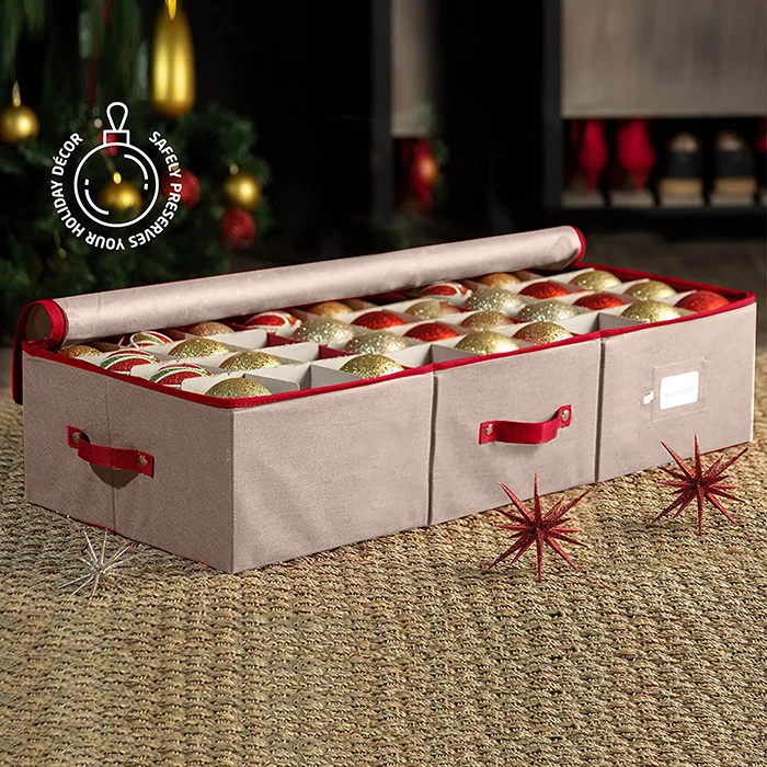 Christmas Ornament Storage Containers Organizer 6 Layers with Dividers Fits up to 72 Ornaments Balls