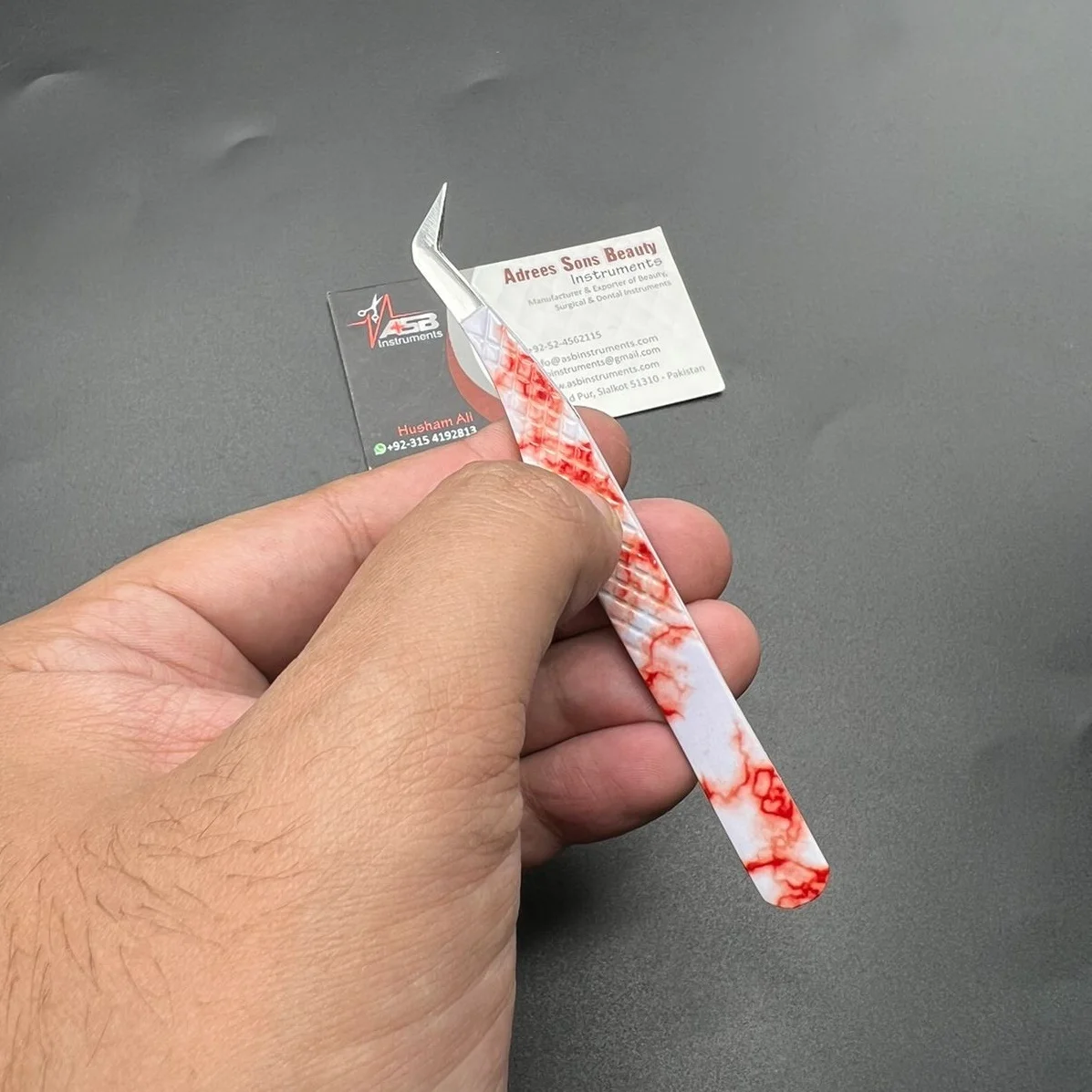 Marble Paper Coated Sustainable Stainless Steel High Quality Anti Static Eyelash Extension Tweezers Custom Logo Lash Tweezers