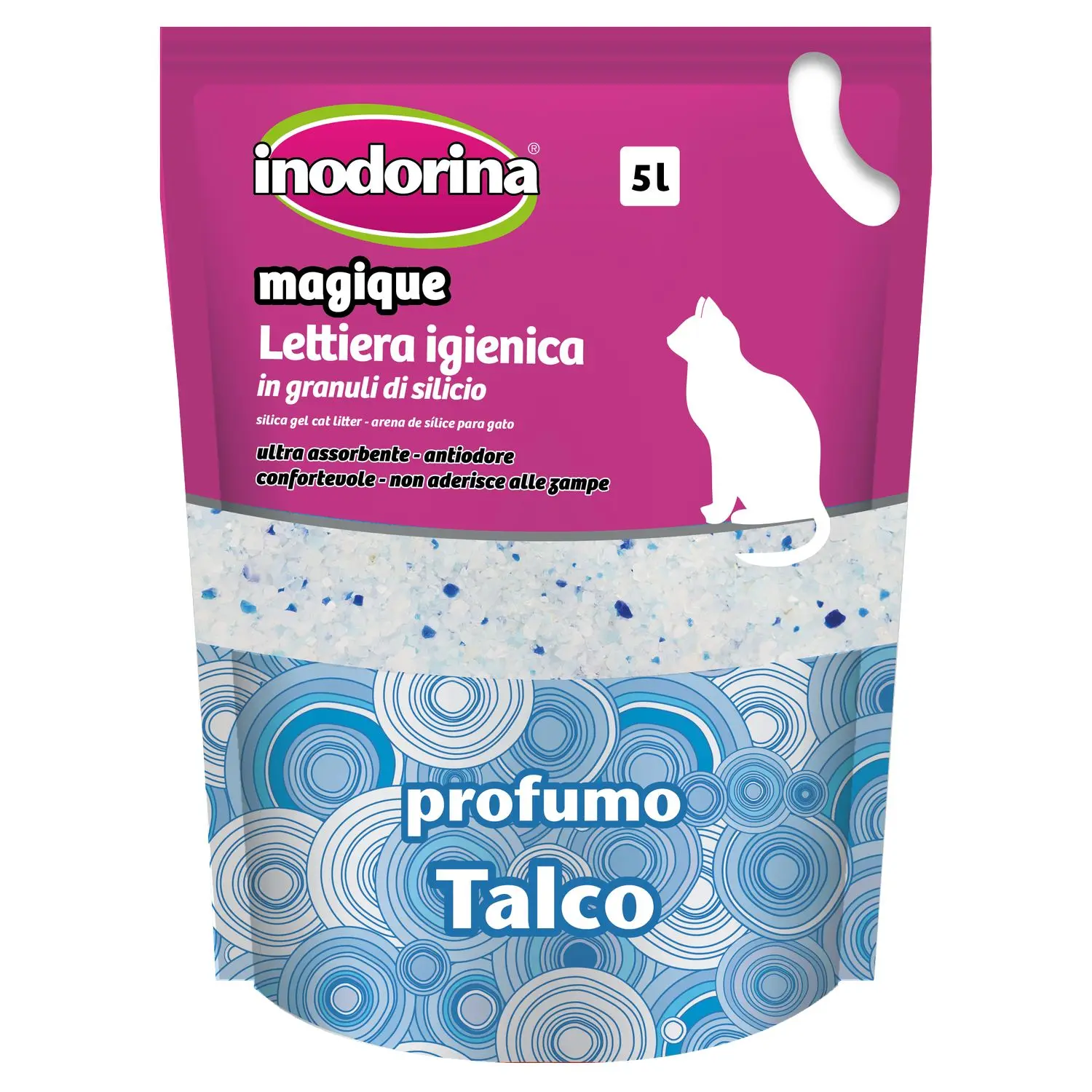 High-Quality Inodorina Silica Gel Cat Litter Talcum 5L - Absorbs More Than 3X Its Weight - Perfect For Fresh Scented Homes