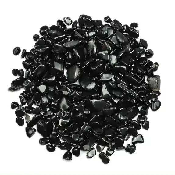 New Arrival 5mm-14mm Natural Black Obsidian Decorative Crystal Stone Tumbled Gravel Chips Healing Meditation Reiki Stones