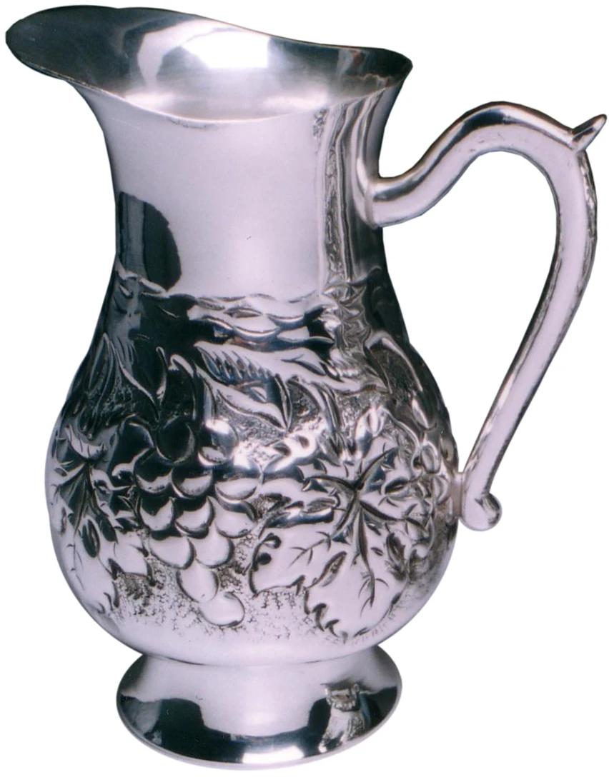 India Hammered water Jug with brass silver color design handle silver jug dinnerware use