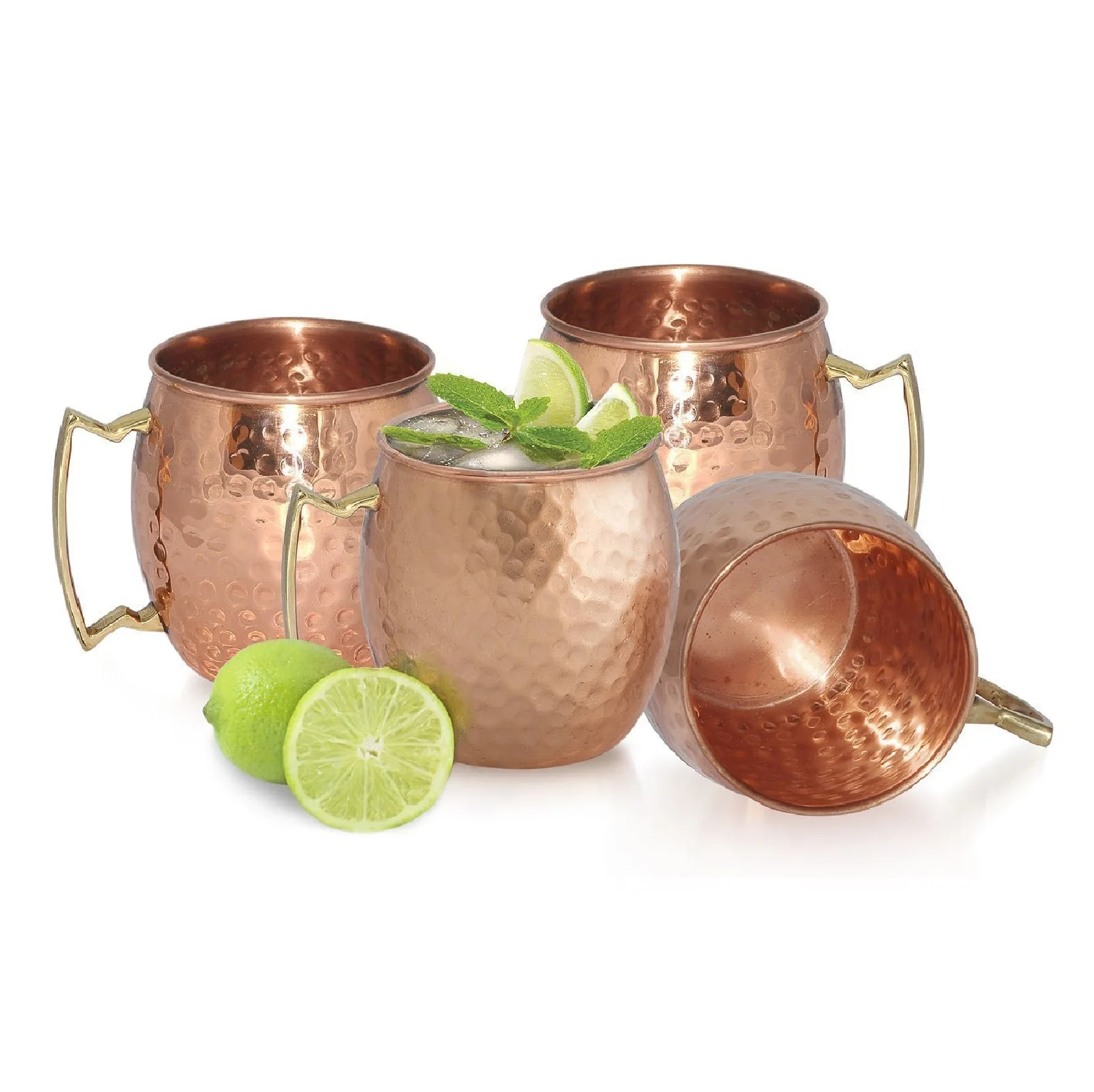 Excellent Quality Moscow Mule Pure Copper Mugs of 2 Pair With Luxury Authentic Brass Handgrip Handle