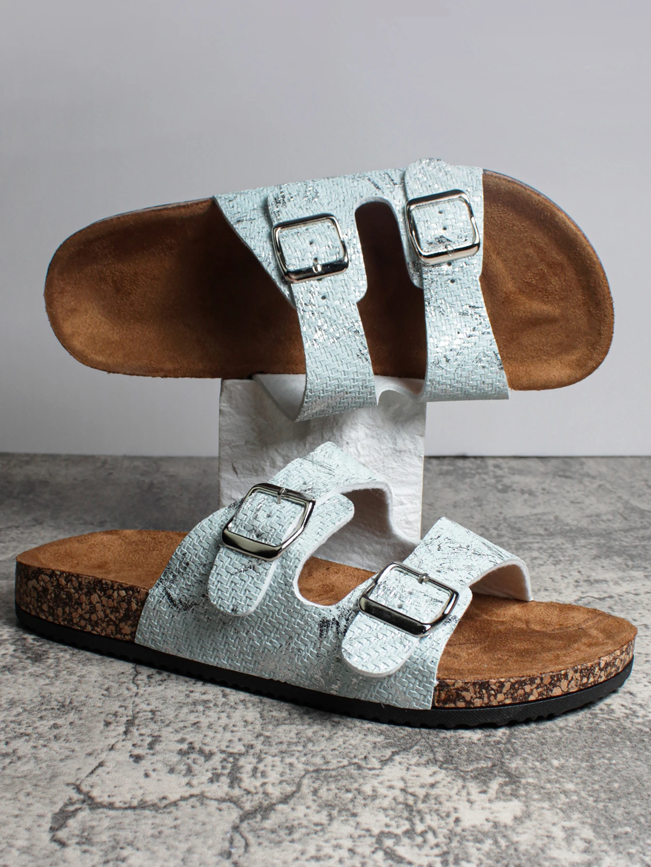 Hot Sale Taupe Cow Suede Leather Flat Sandals Birken Slide Sandals Stocks Women Summer Slip
