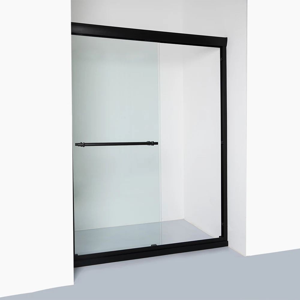 Wholesale Semi-frameless black aluminium sliding Shower glass doors double sliding bathroom bathtub shower glass door