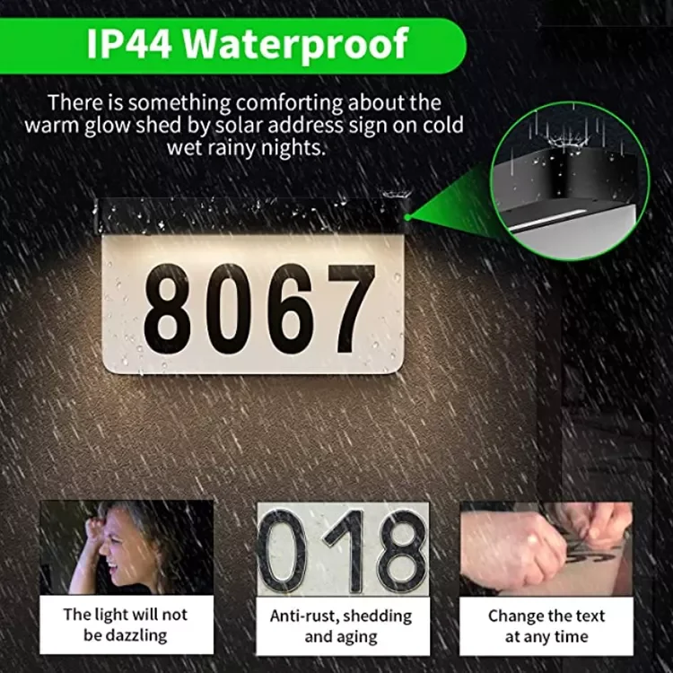 Solar Powered Wall Mount Lamp Solar Door Address Sign Lighted House Numbers Light