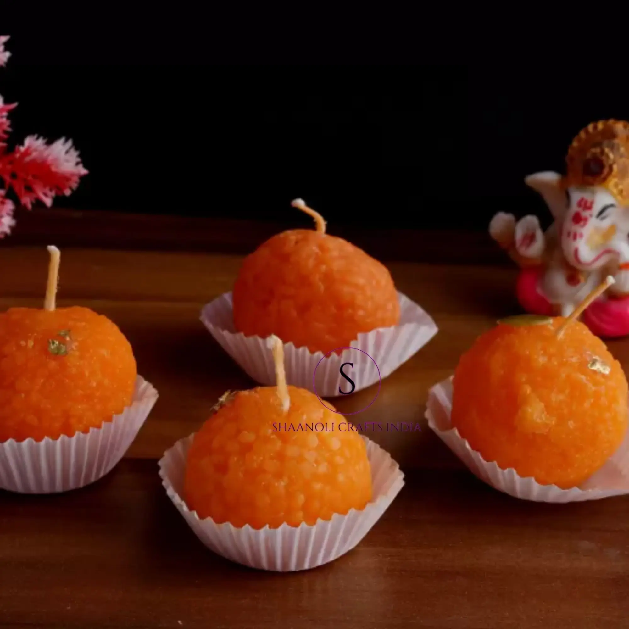 Unique Modak Laddu Shape Wax Candle Party Decorative Candles Set Of 7 In Box For Home Diwali Festival Decorations Wax Candle