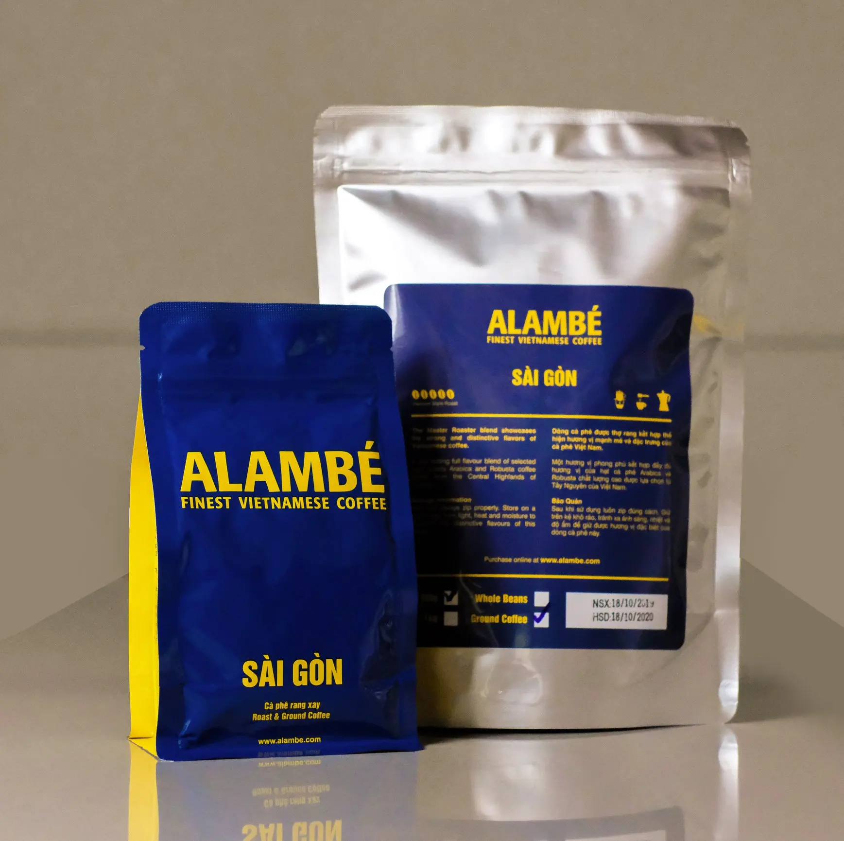 5% Moisture Bitter Taste Alambe Sai Gon Whole Robusta Beans Coffee 0.5kg Long Shelf Life French Roast Type Made In Vietnam kafei