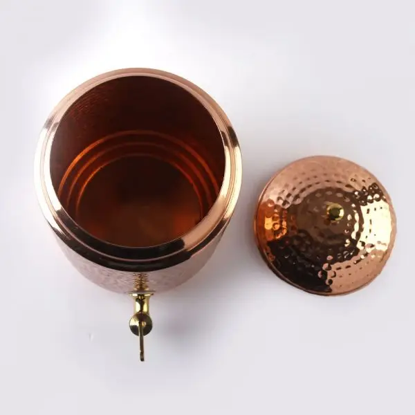 Hot selling amazon top selling Water Dispenser Hammered Design with Plain Glass and Designer Stand Copper water Pot