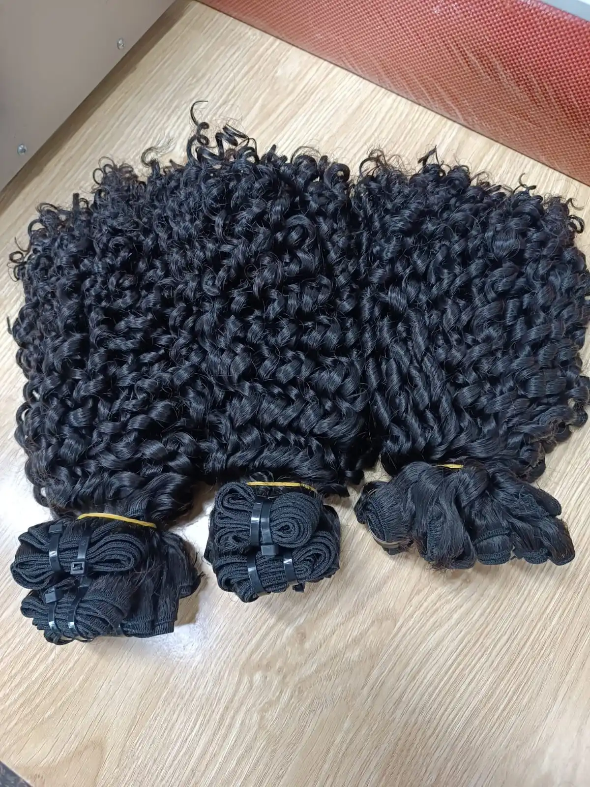 Pixie curly weft Hair Double Drawn 100% Vietnamese Human Hair No Shedding No Tangle No Chemicals Made In Vietnam