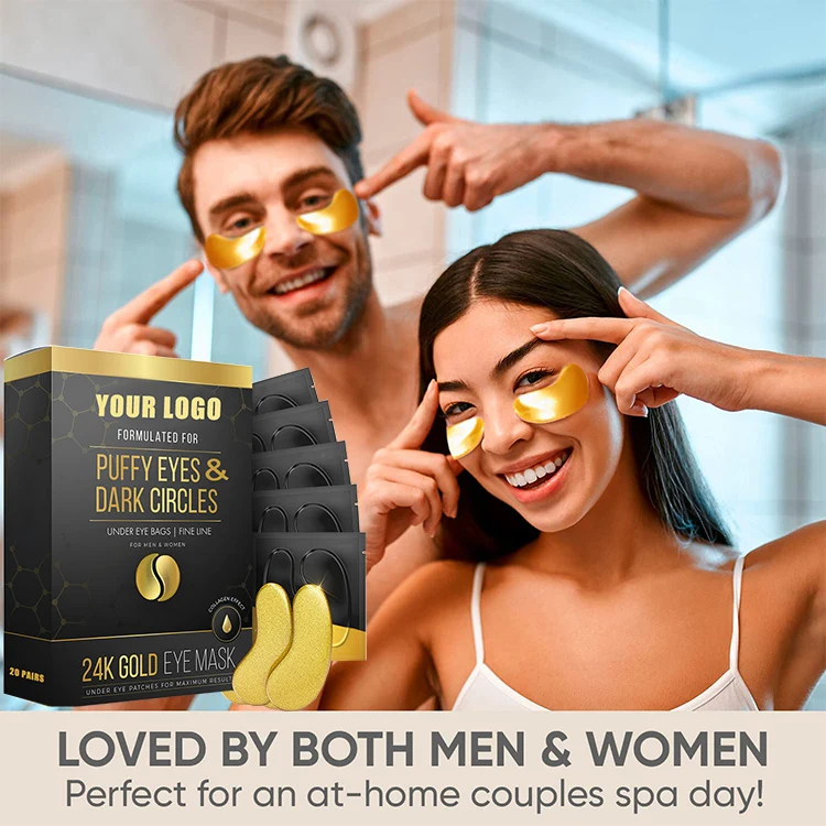 Private Label Puffy Eyes Solution Wrinkle Remover  Anti Aging Eye Patch 24K Gold Collagen Eye Mask