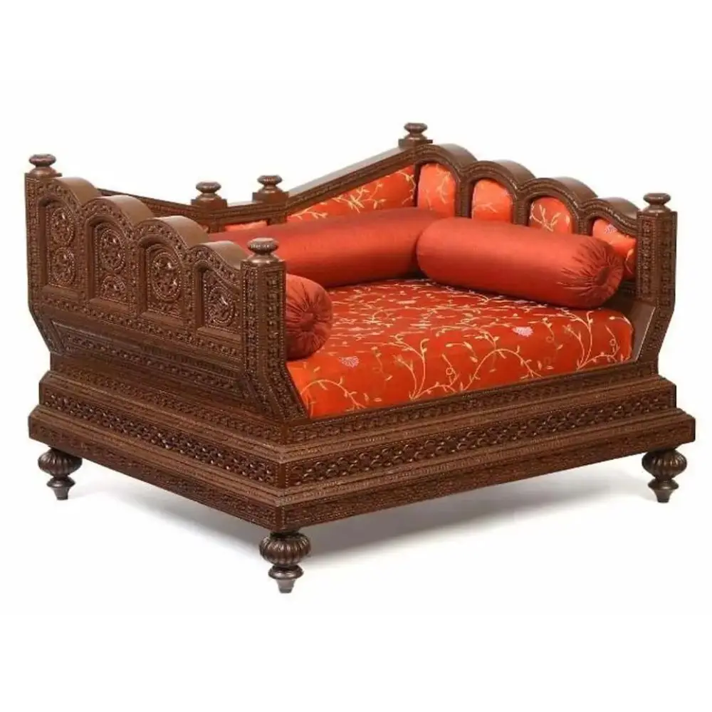 Hot Sale Modern Luxury Living Room Sofa Set Furniture Royal Solid Teak Wood Carved Fabric Cushion Living Room Sectional Sofa
