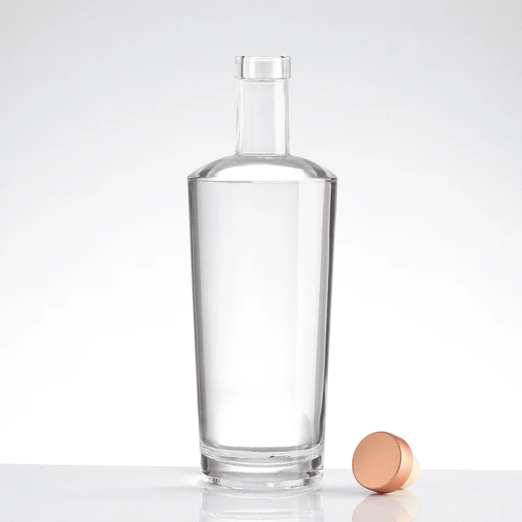 Factory Supply Conical Tall Thin 375ml 200ml Whiskey Vodka Tequila Mezcal Bourbon Wine Glass Bottle with Cork and Screw Top