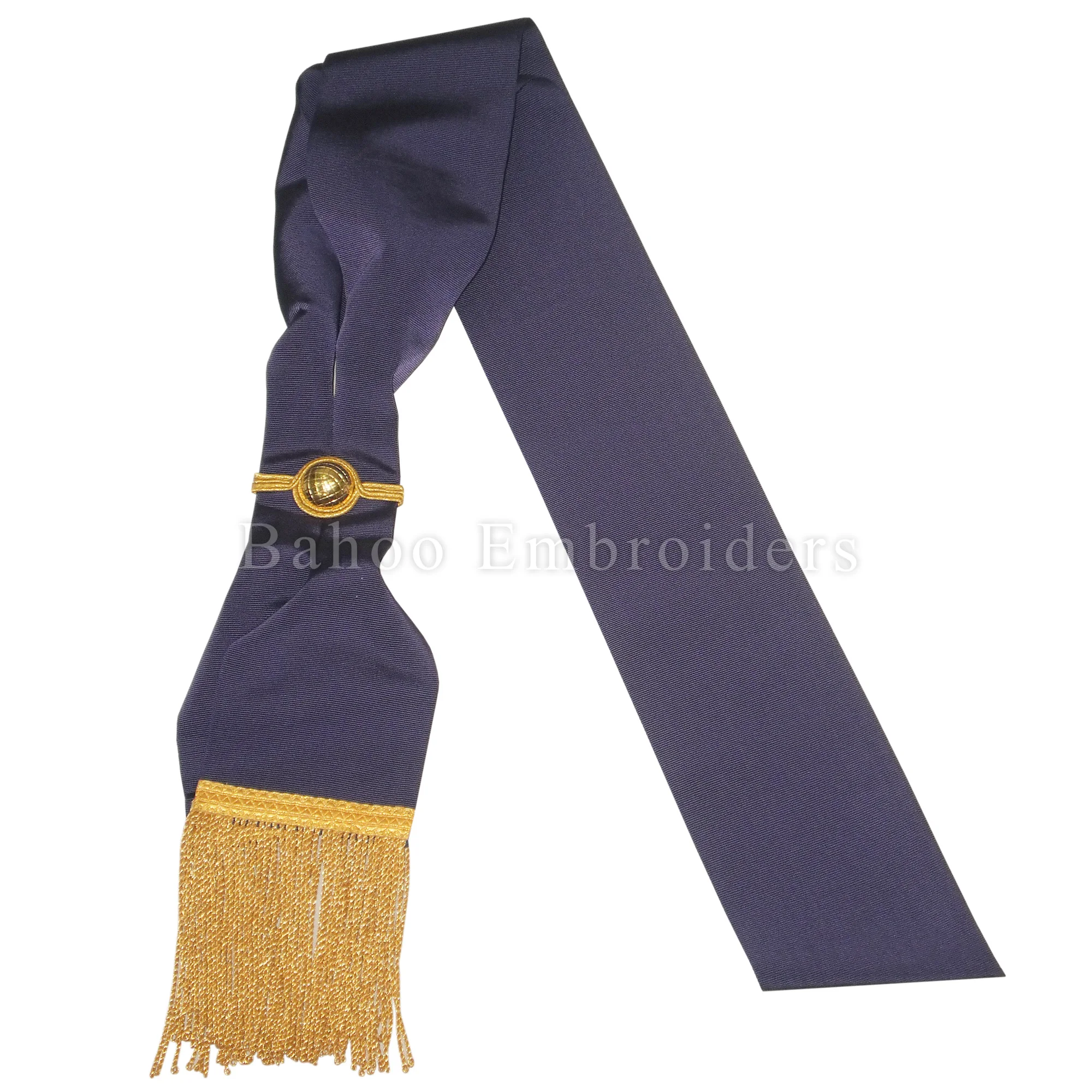 RED CROSS OF CONSTANTINE COMPANIONS SASH WITH PURPLE RIBBON AND GOLDEN ROUNDED BALL WITH GOLDEN BRAID (BH-M-901)