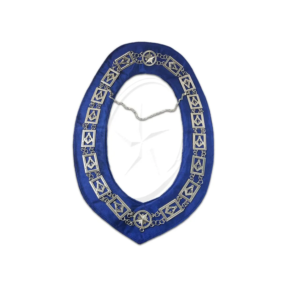 Ошейник с цепочкой Masonic голубой компас и квадрат покрытием из