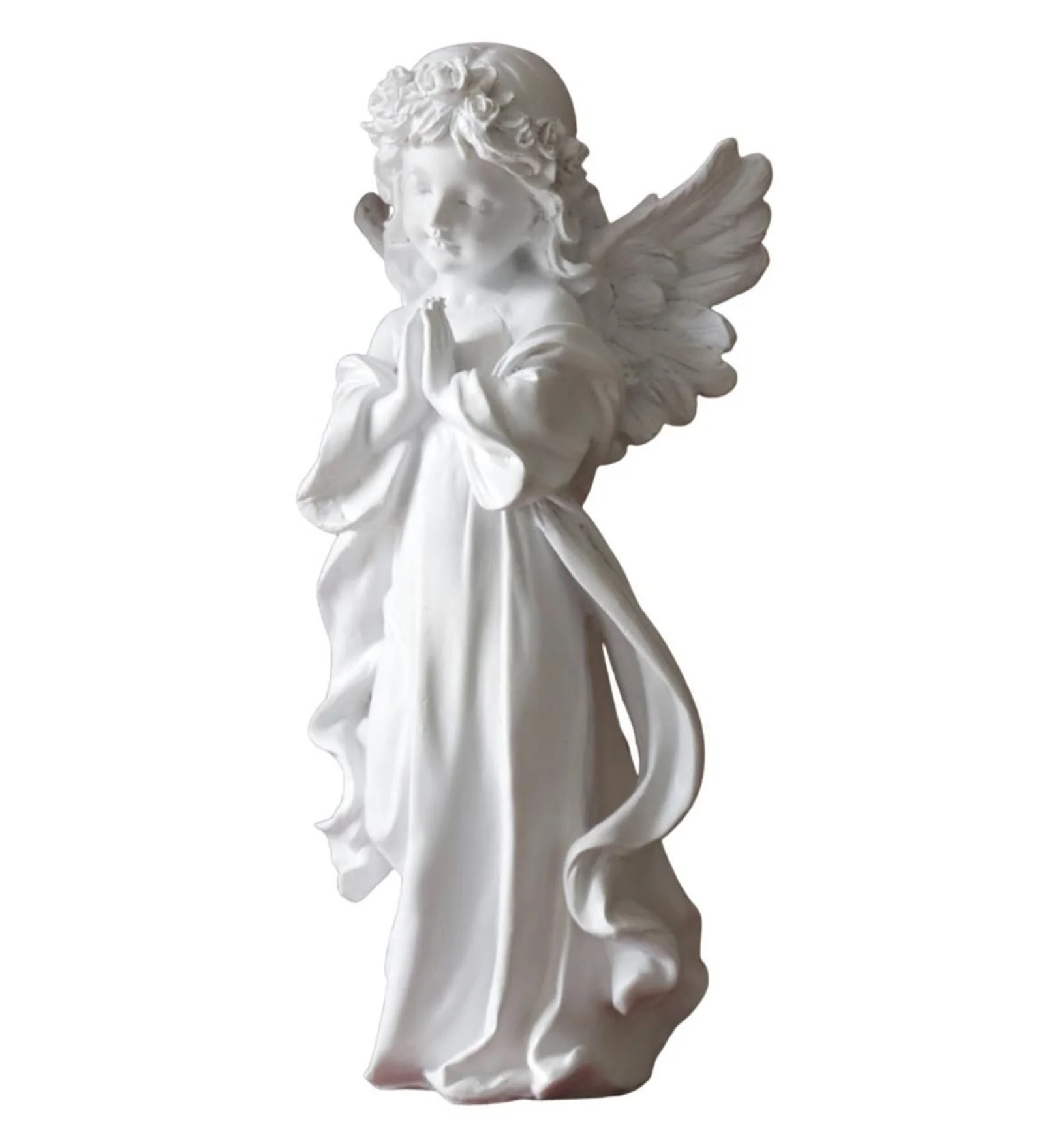 raying Angel Statue with Wings White Resin 12 Inch Figurine Modern 11.8 Inch Praying Angel Statue Figurine White Resin Wings