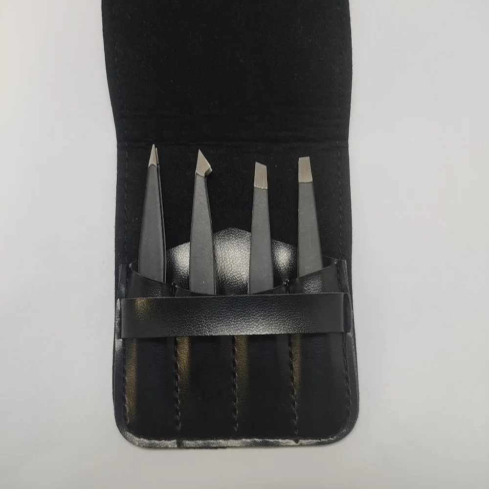 Tweezers Set - Professional Stainless Steel Slant Tweezers for Eyebrows Eyelashes