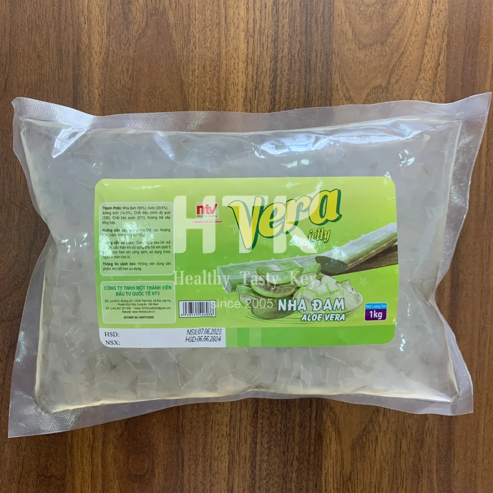 HOT SELLING 2024 CANNED ALOE VERA CUBE IN SYRUP 100% NATURAL FOR BEVERATE AND TOPPING FROM HTK FOOD