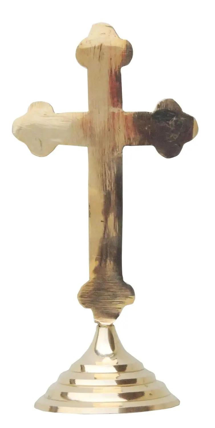 Brass Cross Christmas Gift Item  Metal Handmade Cross With Antique Brass Finishing Embossed