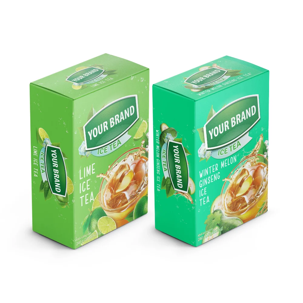 100% Organic Instant Ice Lemon Tea Powder Custom Print Tea Blend Sachet Packaging Tea OEM Lime Flavor Instant Powder