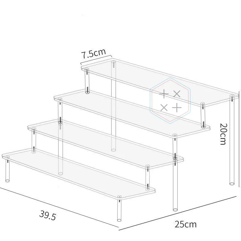 4 Tier Acrylic Riser Display racks Shelf for store