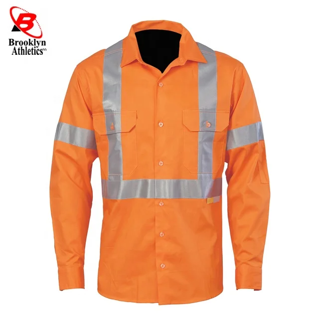 Best Construction reflective tape Shirts Men Mechanic Long Sleeves Shirt For Men