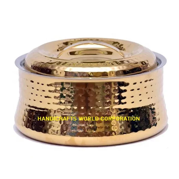 Top Ranking Stainless Steel Fancy Hotpot Casserole Hammered Design Chapati Box Customized Colour Hot Case For Wedding & Hotels