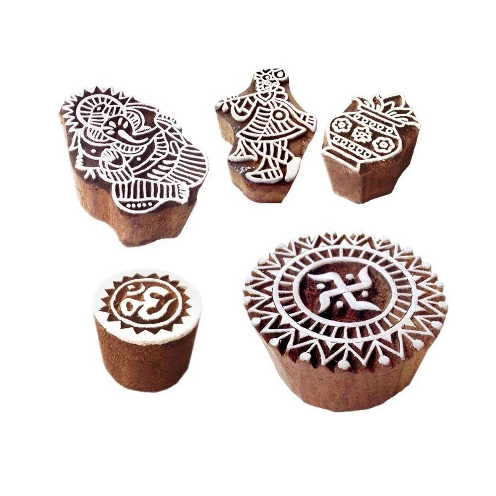 Ethnic Design Ganesh and Religious Wooden Stamp