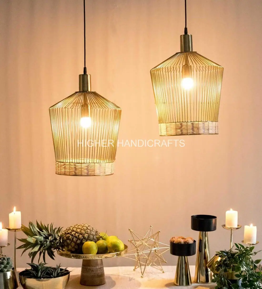 Hand Etched Geometrical Ceiling Hanging Lamp for Indoor & Outdoor Lighting Interior LED Lamps