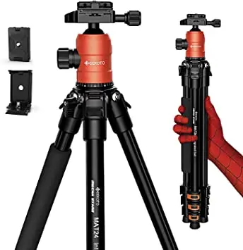 GEEKOTO 77' Tripod Aluminum Camera Tripod Monopod Foldable DSLR Tripod for Travel