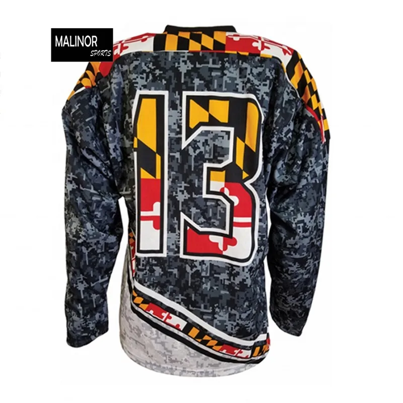 Personalized Custom Design Your Own Sublimation Ice Hockey T Shirt Cheap 100 Polyester Embroidery Unisex OEM Customized Customs