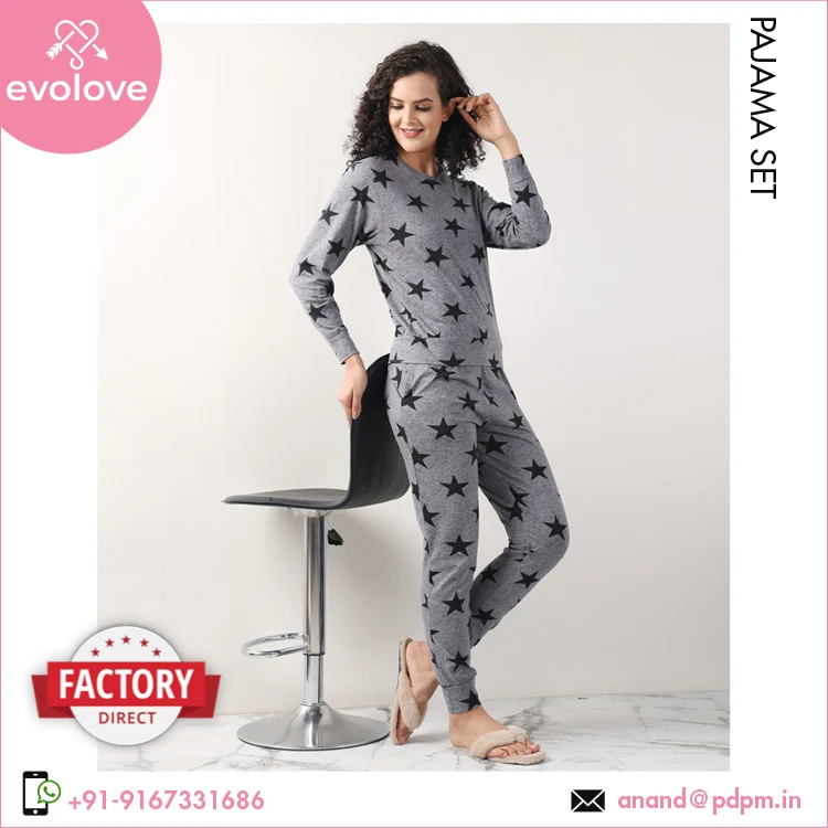 Durable Quality 100% Cotton Ladies Sleepwear Knitted Half Sleeves 2 Piece Pajama Set for Women at Wholesale Price