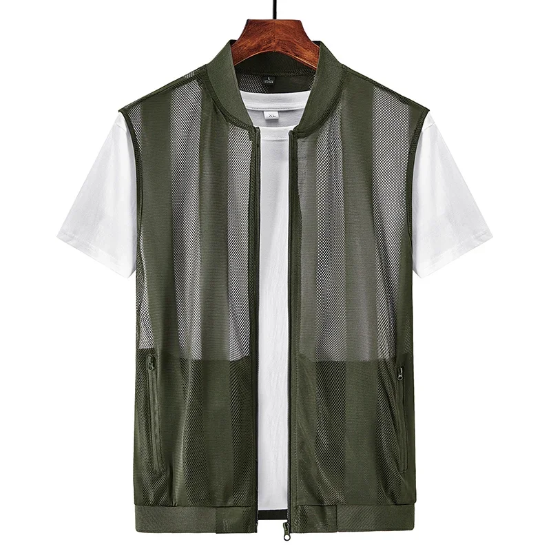 Summer Men Mesh Hollow Waistcoat Breathable Outdoor Sports Coat High-Quality Design Leisure Vest Men
