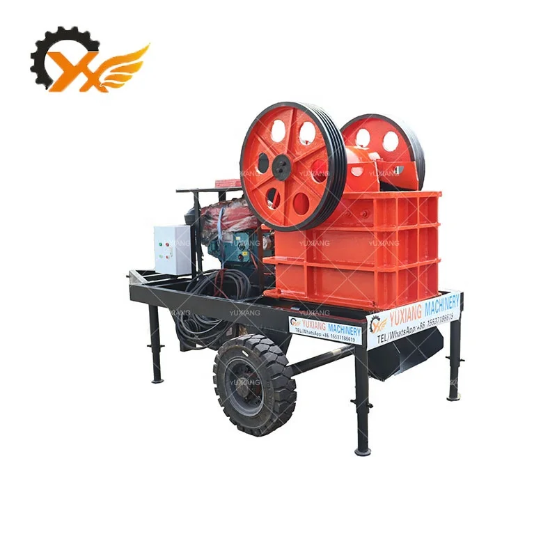 Mobile Portable Small rock stone jaw crusher PE250x400 mini jaw crusher driven by motor with vibrating screen
