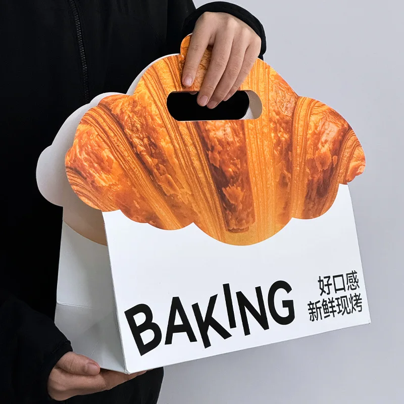 Wholesale Custom Popular Trendy Custom-Shaped Paper Bags for Pastries Desserts Cakes Breads Croissants Snacks