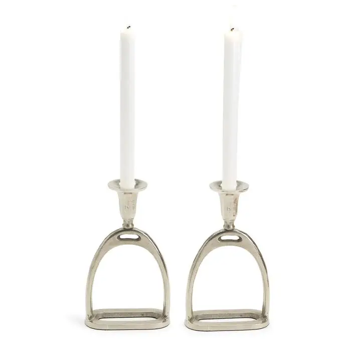 Antiqued Silver Taper Candle Holders - Set of 2
