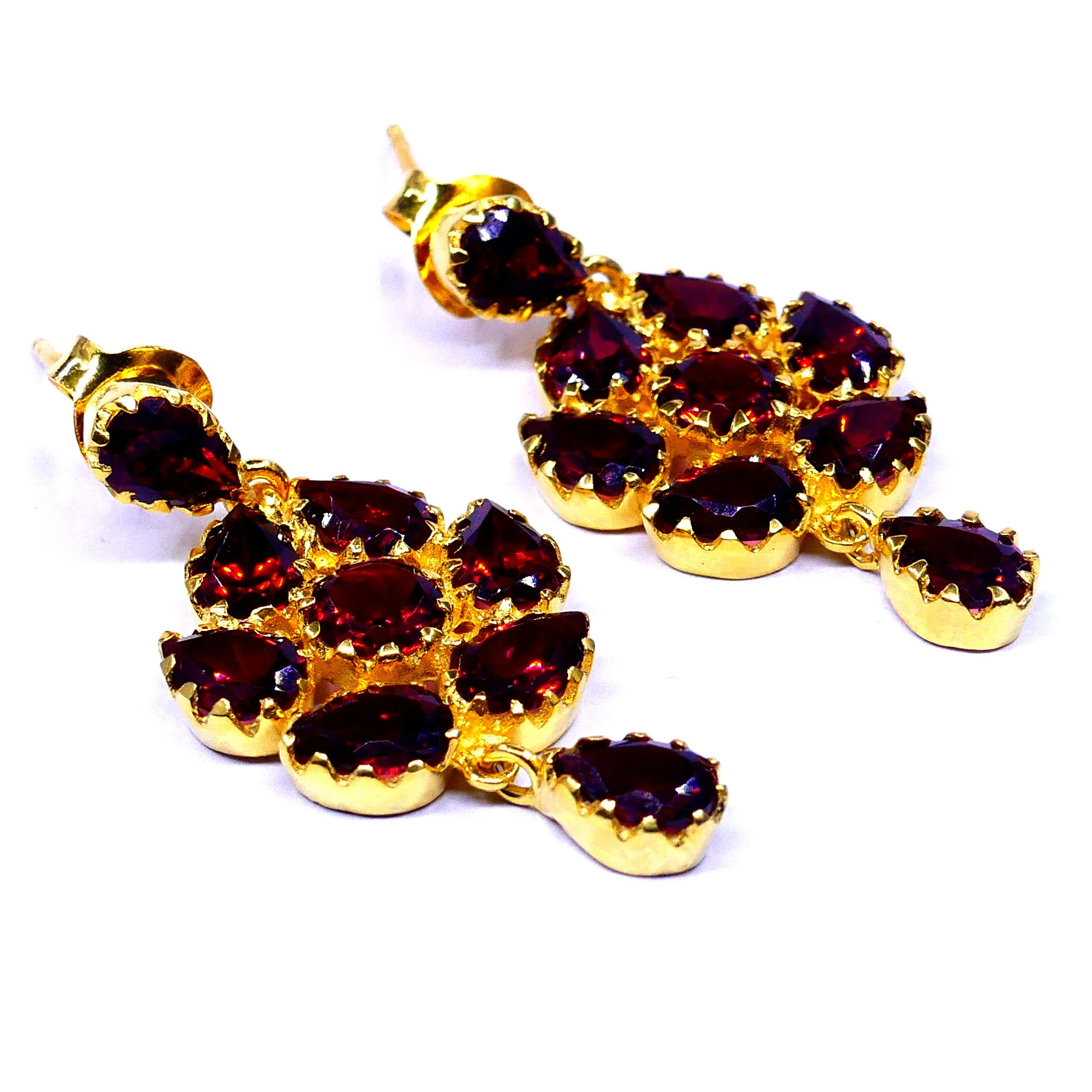 Traditional Sterling Silver 925 Handmade Party Wear Garnet Gemstones Elegant Women Wear Wedding Earrings